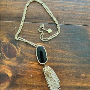 Kendra Scott Rayne Gold Pendant Necklace in Black Glass